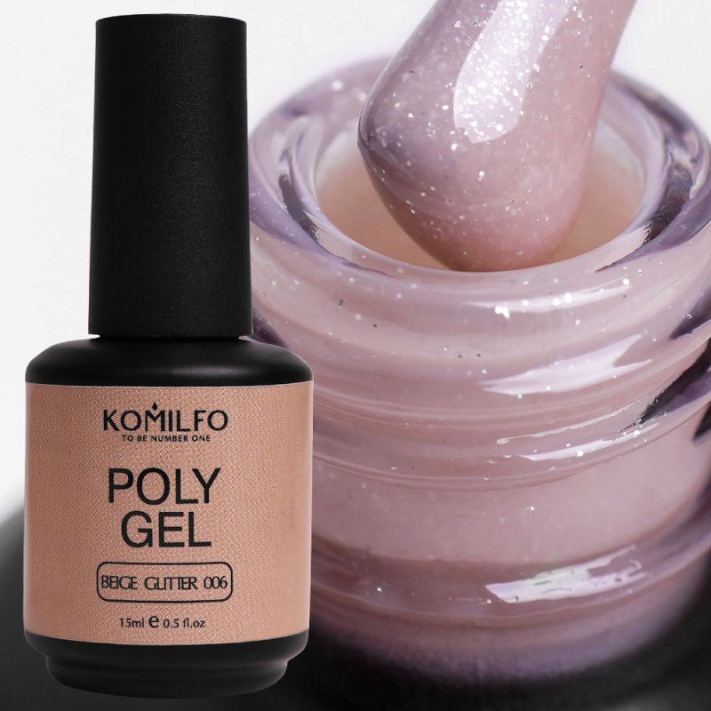 Komilfo PolyGel 006 Beige Glitter, 15ml — Photo 2