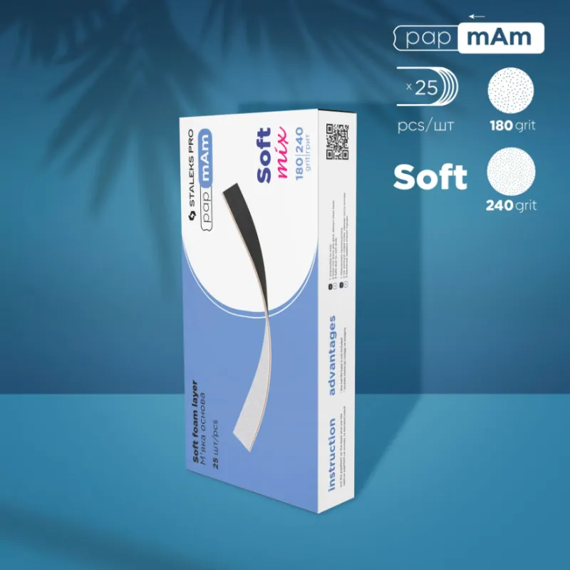Staleks Limas desechables Doble Cara PapMam Mix SOFT 180/240 grit (25pcs) — Photo 2