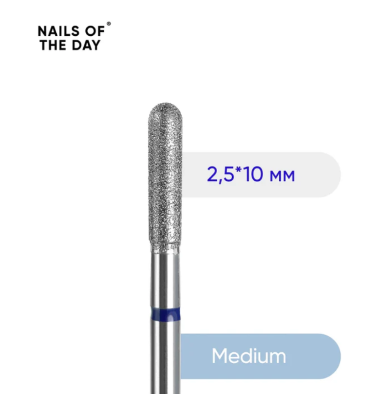 Nailsoftheday fresa de diamante Cilindro Redondeado, azul 2,5*10 mm — Photo 2
