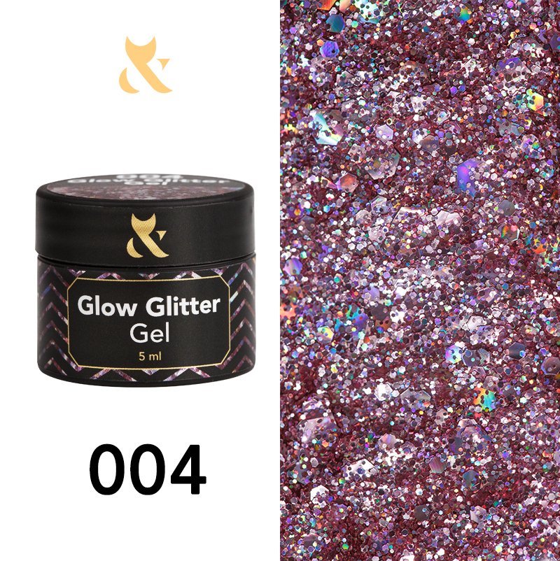 F.O.X gel-polish Glow Glitter Gel 004, 5ml — Photo 2