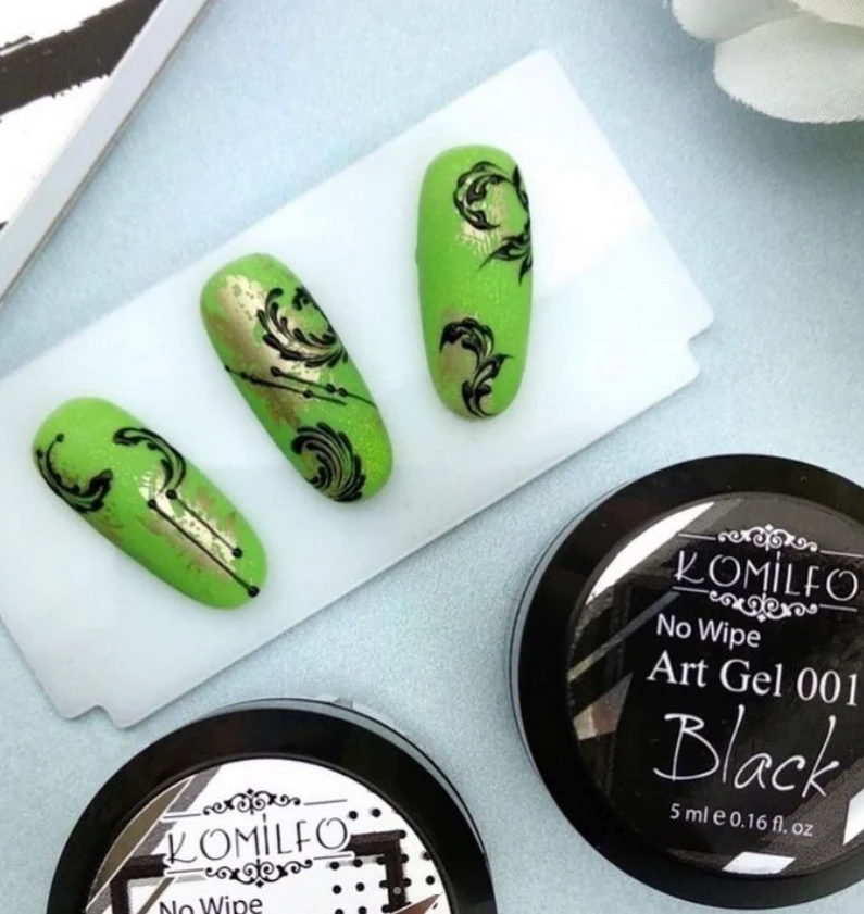Komilfo No Wipe Art Gel Black, 5ml — Photo 4