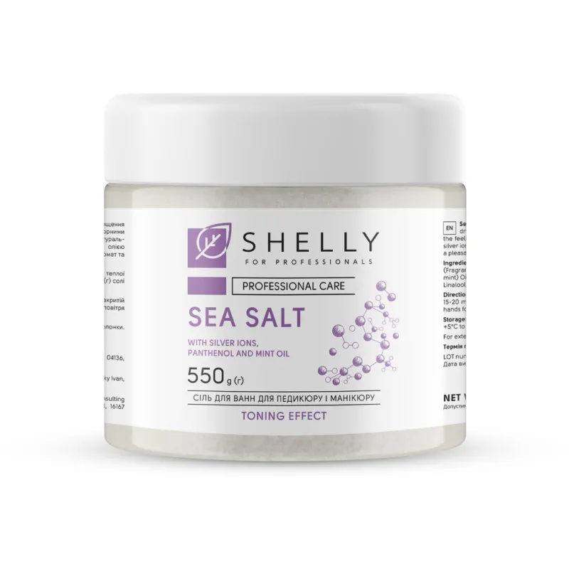 Shelly Sea salt for pedicure and manicure with silver ions, panthenol and mint oil, 550g — Photo 2