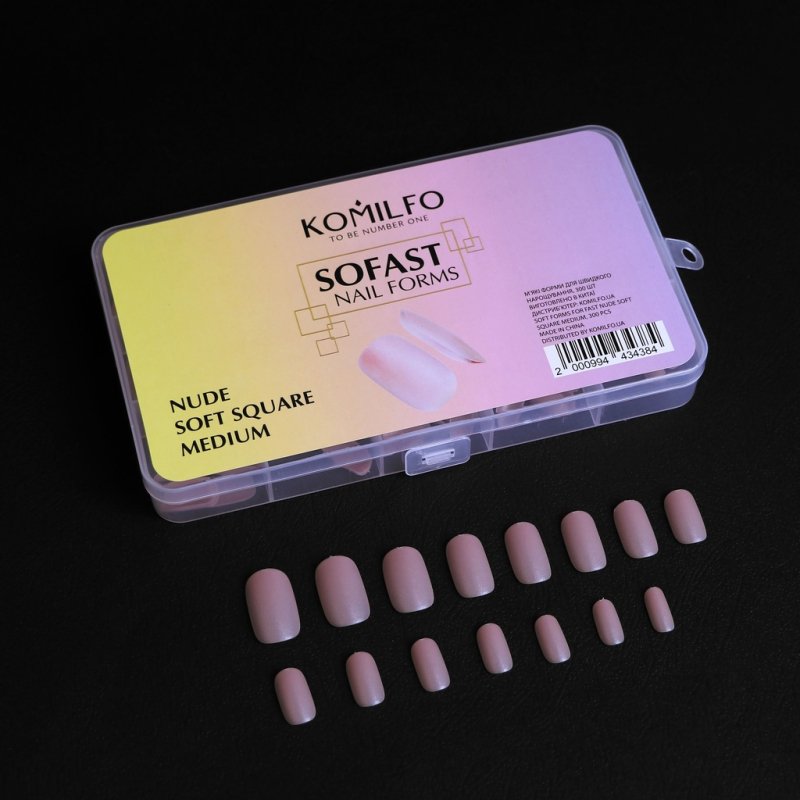 Komilfo SoFast Nail Forms Nude Soft Square Medium, 300un — Photo 2