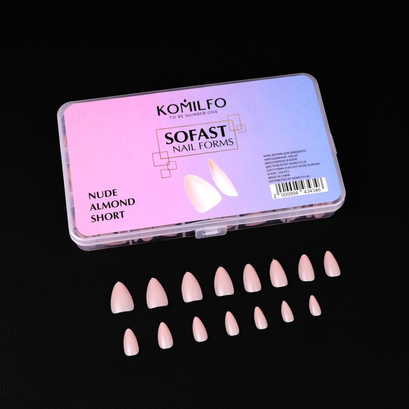 Komilfo SoFast Nail Forms Nude Almond Short, 300un — Photo 2