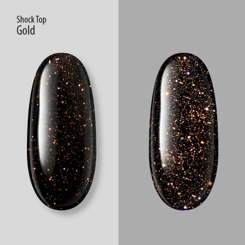UV/LED Shoсk Top PNB, Gold No Wipe, 8ml — Photo 5