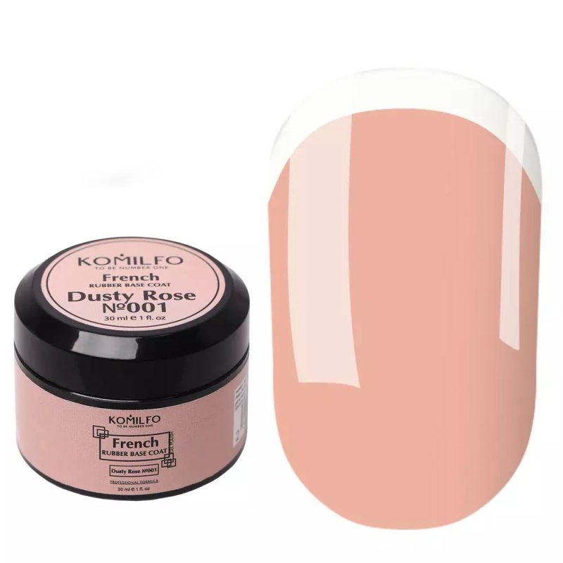 Komilfo French Rubber Base №001 Dusty Rose, 30ml — Photo 2