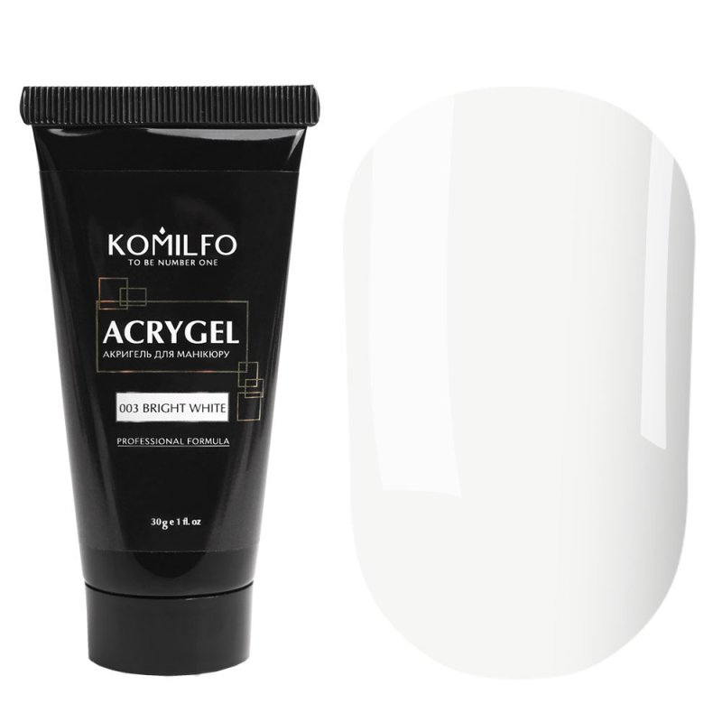 Komilfo AcryGel №003 Bright White, 30g — Photo 2