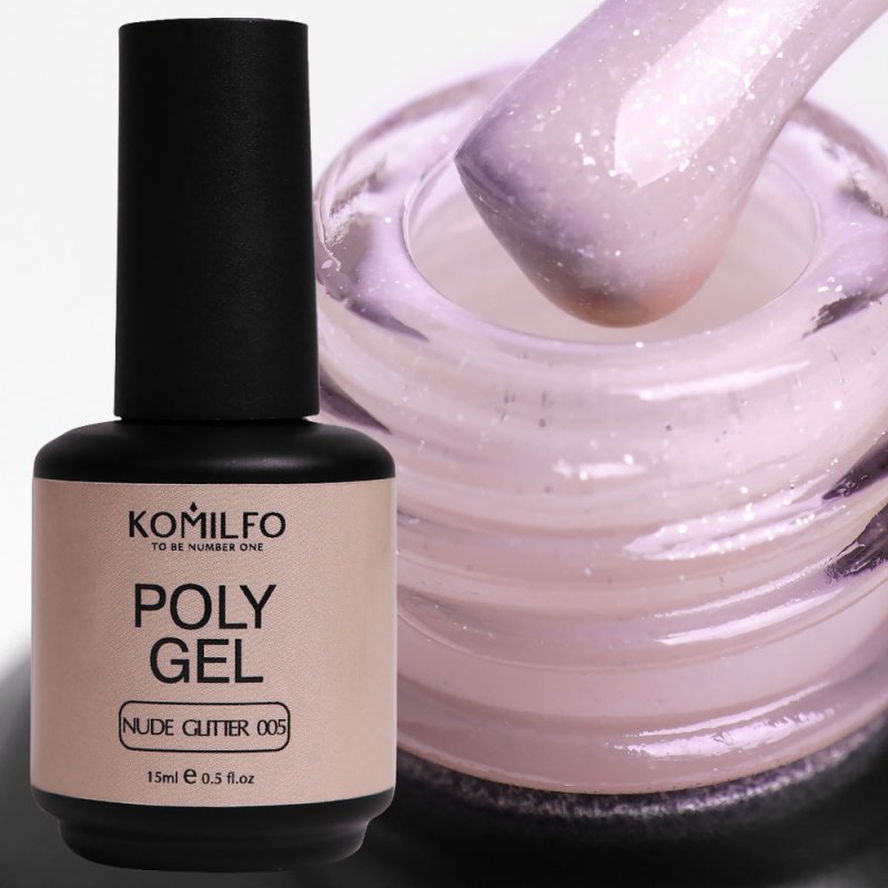 Komilfo PolyGel 005 Nude Glitter, 15ml — Photo 2