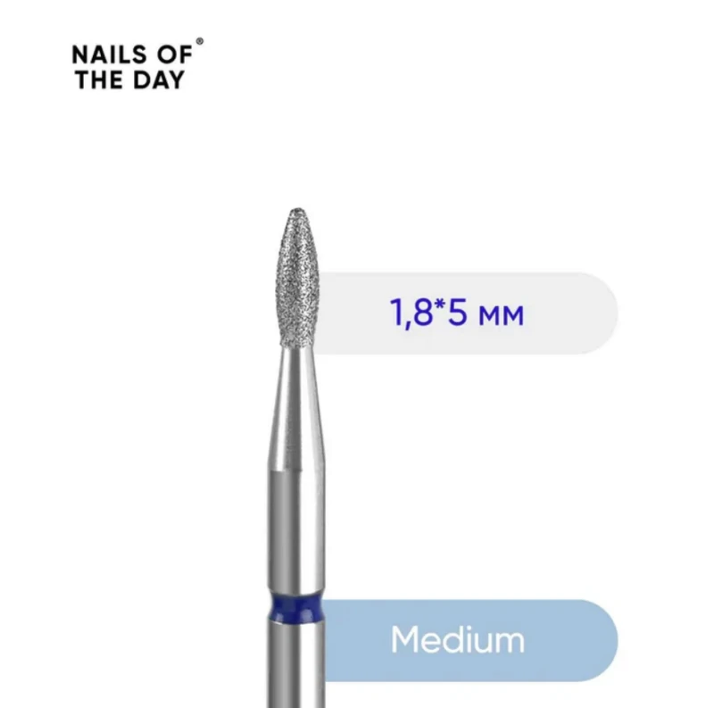 Nailsoftheday fresa de diamante Gota, azul 1,8*5 mm — Photo 2