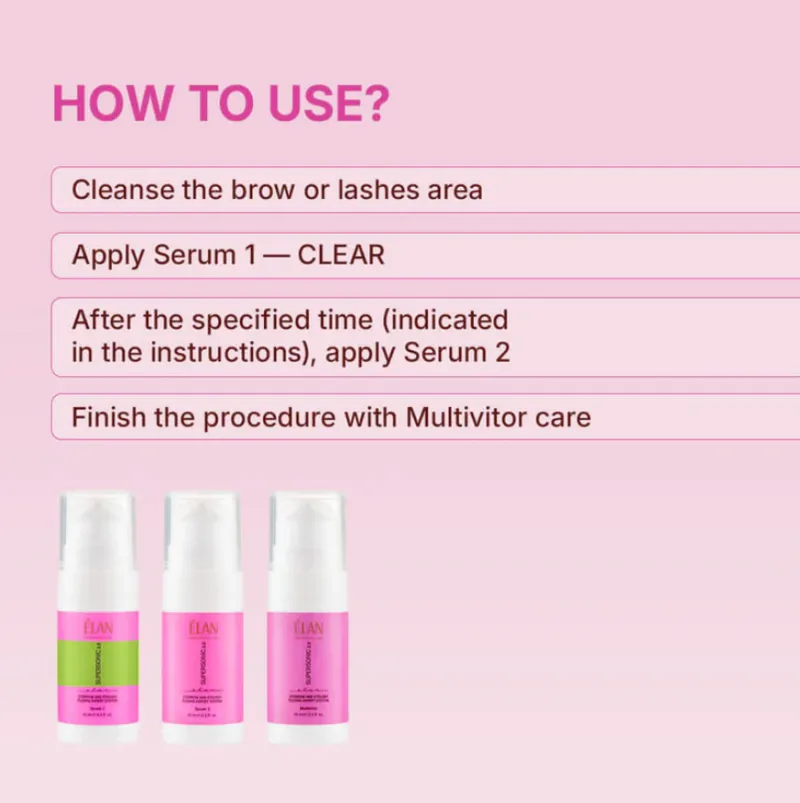 ELAN Eyebrow and Eyelash Flexing Expert System "SUPERSONIC" 2.0 Kit (Serum 1 Pink) — Photo 3