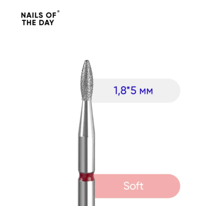 Nailsoftheday fresa de diamante Gota, rojo 1,8*5 mm — Photo 2