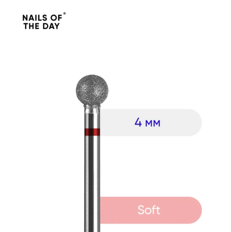 Nailsoftheday Fresa diamante en forma de bola, rojo 4mm — Photo 2