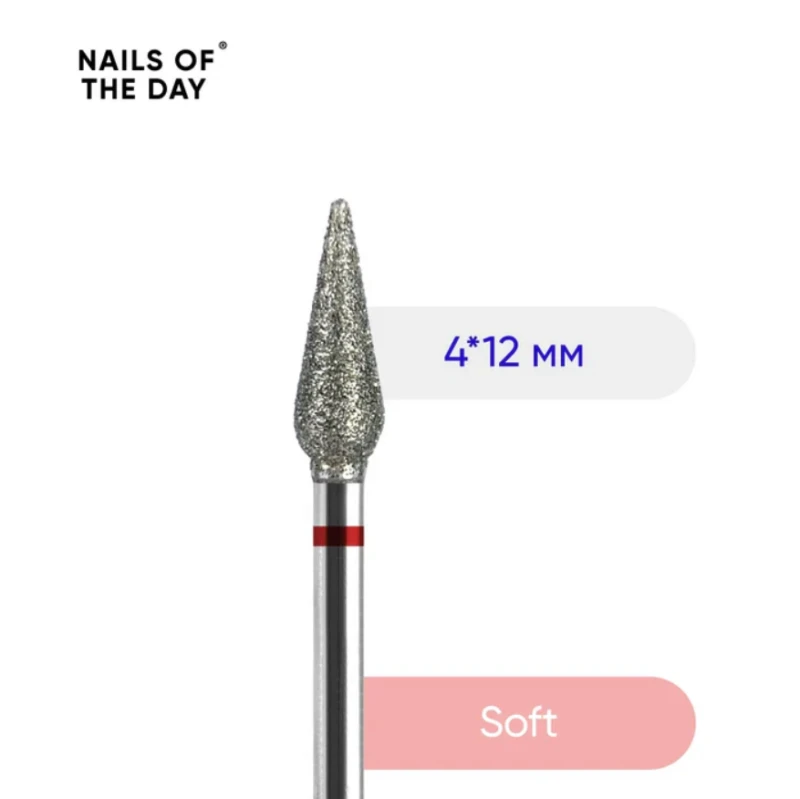 NAILSOFTHEDAY fresa diamante en forma de Zanahoria, rojo 4*12 mm. — Photo 2