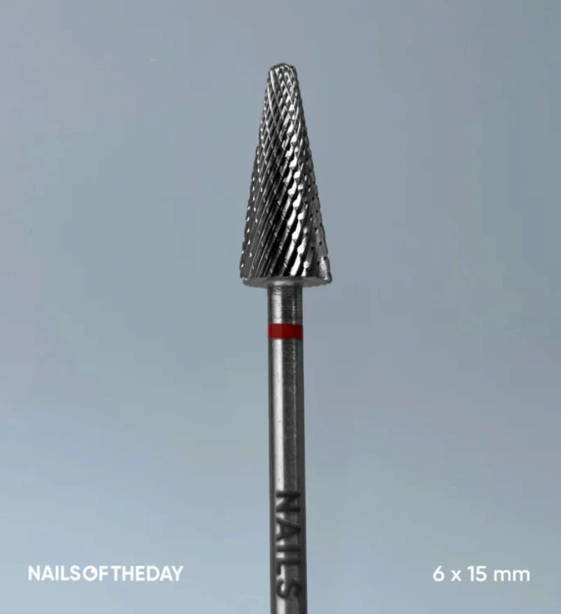 Nailsoftheday Fresa de carburo "Cono", rojo 6*15 mm — Photo 2