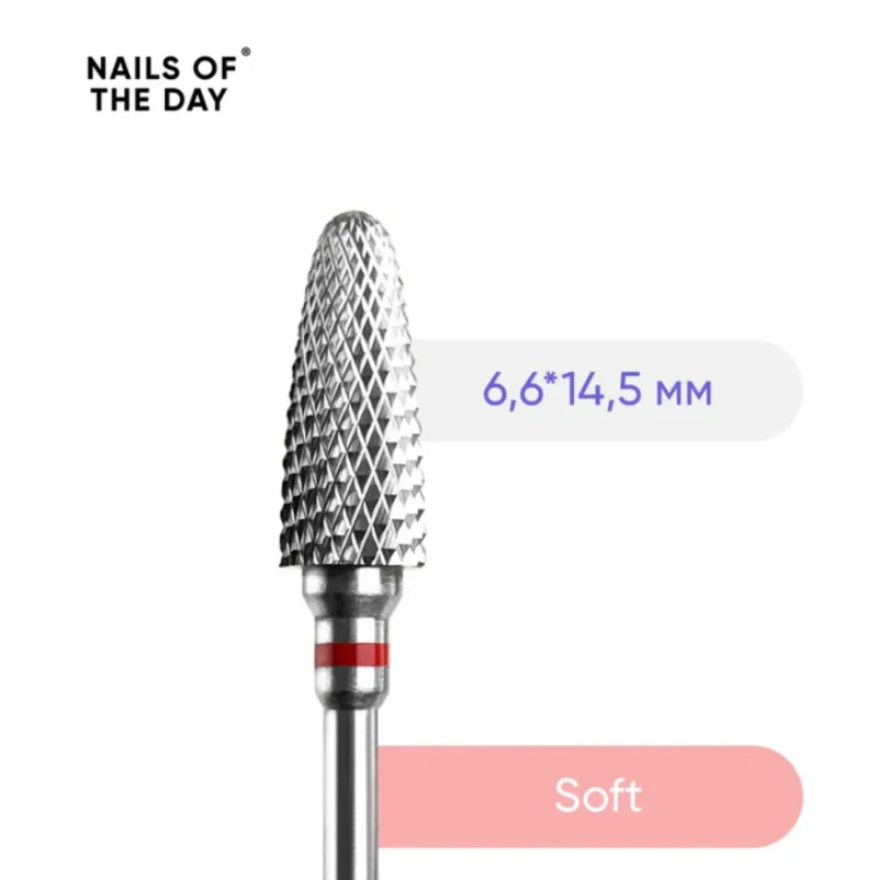 NAILSOFTHEDAY fresa de carburo “Maíz”, Rojo 6,6 × 14,5 mm — Photo 2