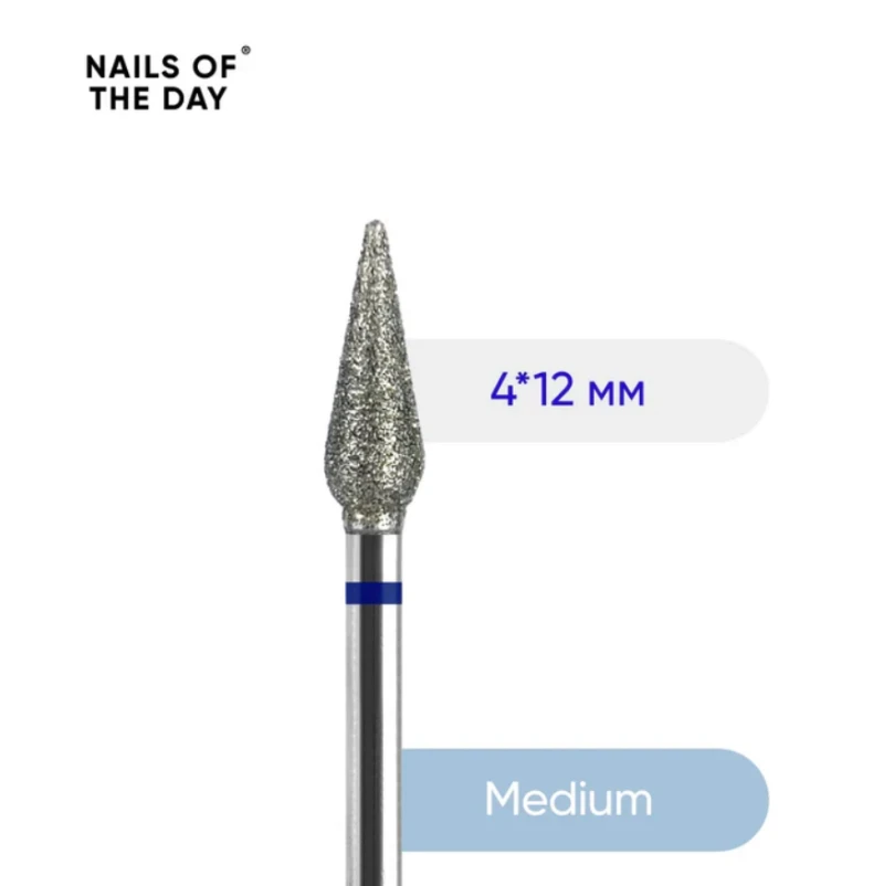 NAILSOFTHEDAY fresa diamante en forma de Zanahoria, azul 4*12 mm. — Photo 2