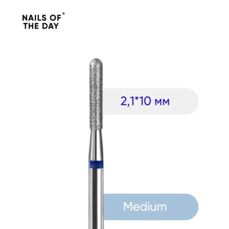 Nailsoftheday fresa de diamante Cilindro Redondeado, azul 2,1*10 mm — Photo 2