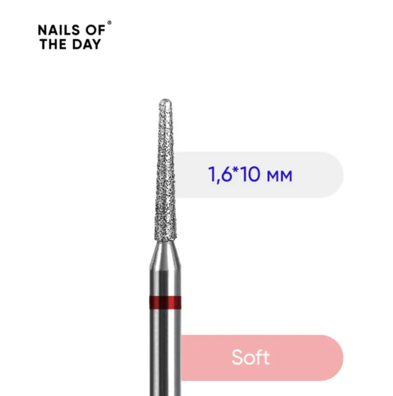 Nailsoftheday fresa de diamante Aguja, rojo 1,6*10 mm — Photo 2