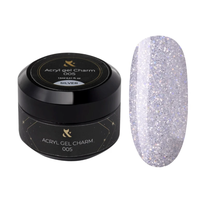 F.O.X Acryl Gel Charm 005, silver 15ml — Photo 2