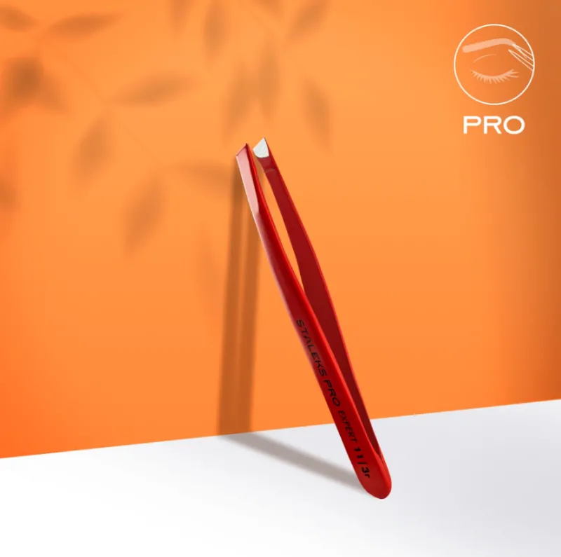 STALEKS EXPERT Pinça profissional para sobrancelhas 11/3R, vermelha — Photo 2