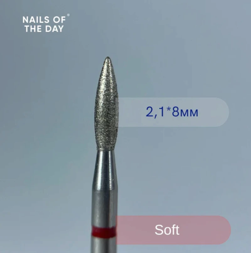 Nailsoftheday Fresa diamante en forma de llama, rojo 2,1*8 mm — Photo 2