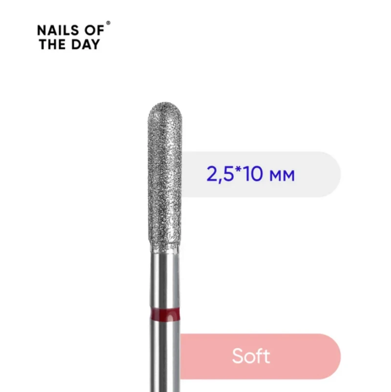 Nailsoftheday fresa de diamante Cilindro Redondeado, rojo 2,5*10 mm — Photo 2