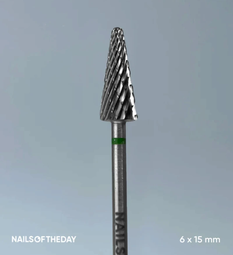 Nailsoftheday Fresa de carburo &quot;Cono&quot;, verde 6*15 mm — Photo 2