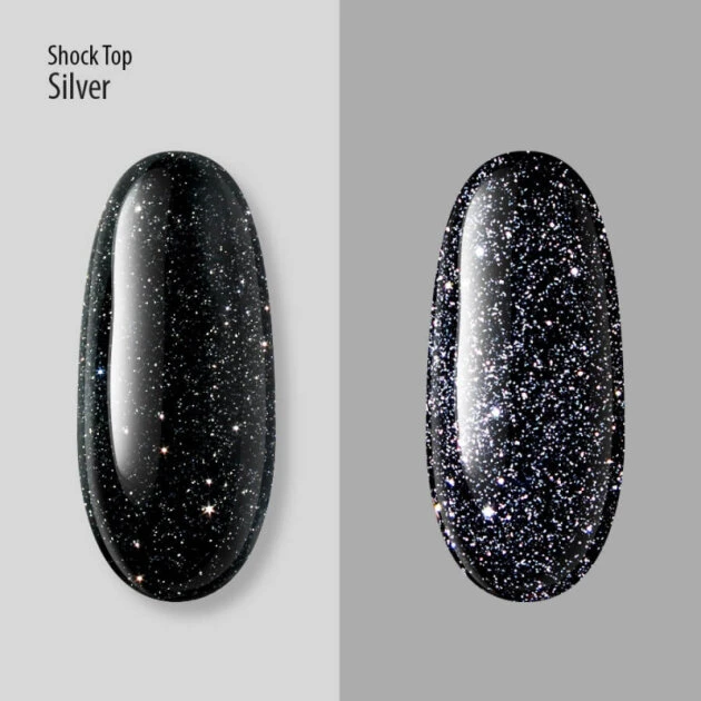 UV/LED Shoсk Top PNB, Silver No Wipe, 8ml — Photo 15